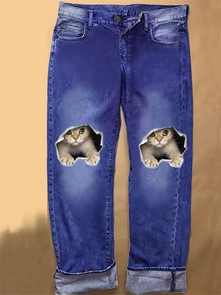 

Women's Cat Casual Jeans, Blue, Jeans