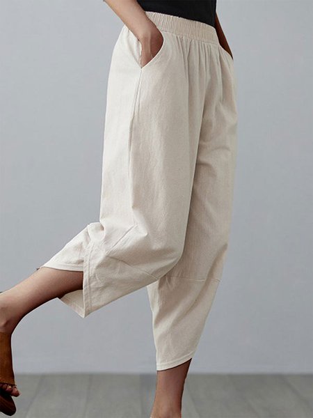 

Casual Cross Cotton Elastic Band Pants, Apricot, Pants