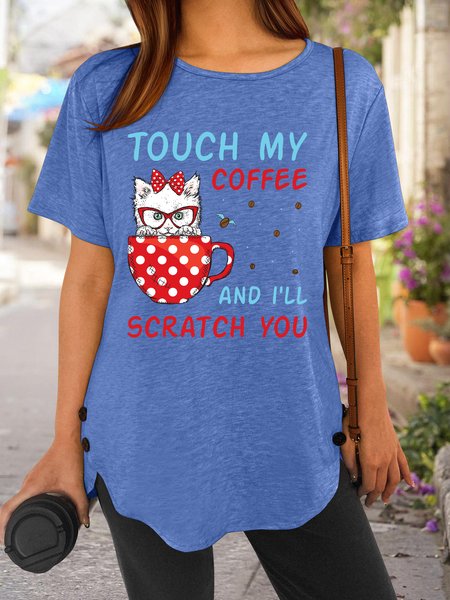 

Lilicloth X Rajib Sheikh Touch My Coffee And I'll Scratch You Women's T-Shirt, Blue, T-shirts