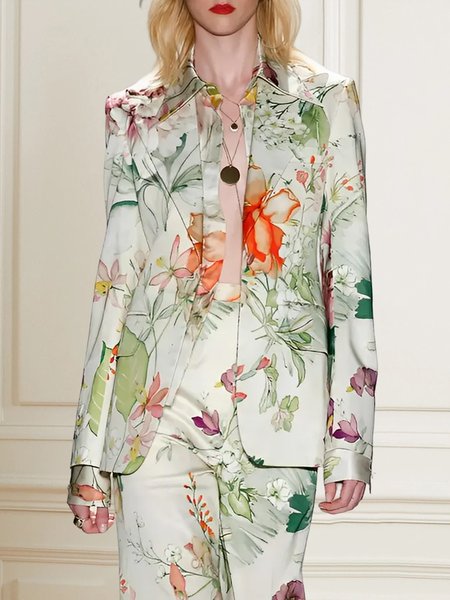 

Lapel Collar Urban Long sleeve Blazer, As picture, Blazers