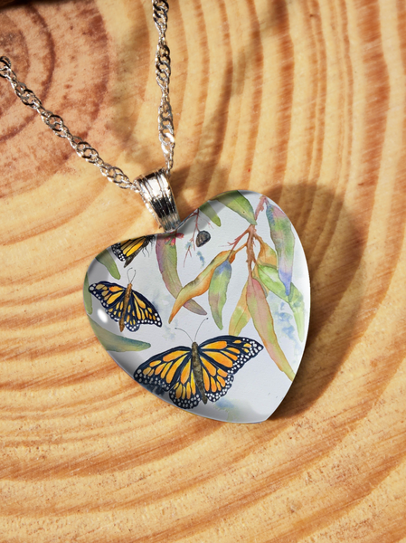 

Casual Butterfly Flower Pattern Heart Time Gemstone Necklace Everyday Versatile Jewelry, Silver, Necklaces