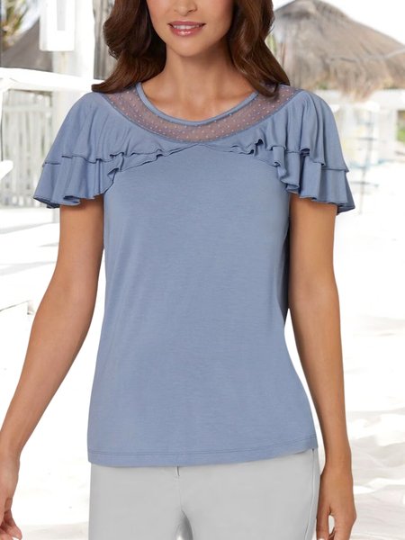 

Casual Loose Color Block T-Shirt, Blue, T-Shirts