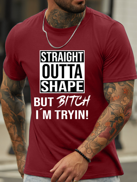 

Lilicloth X Hynek Rajtr Straight Outta Shape But Bitch I'm Tryin Men's T-Shirt, Red, T-shirts