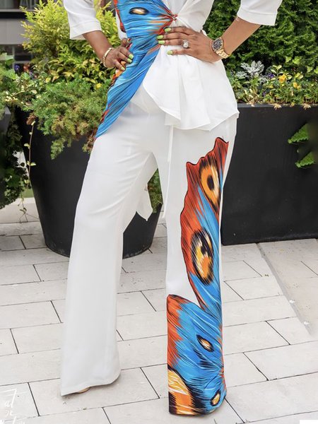 

Regular Fit Urban Butterfly Fashion Pants, White, Pants