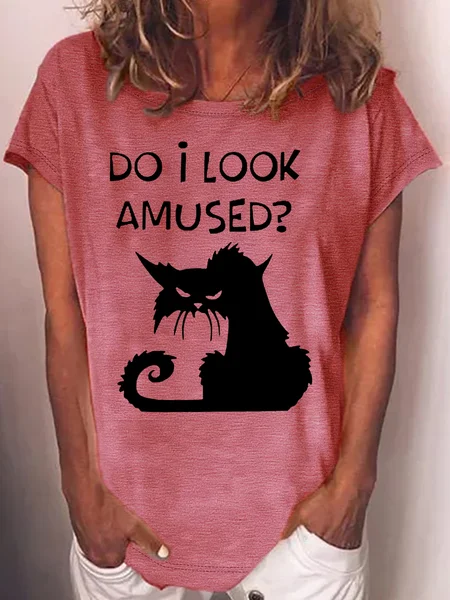 

Women's Do I Look Amussed Print Casual T-Shirt, Red, T-shirts
