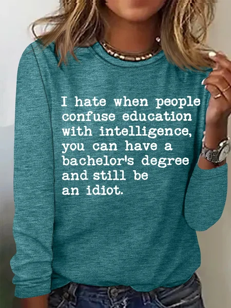 Women's funny Letters Casual Shirt, Green, Long sleeves