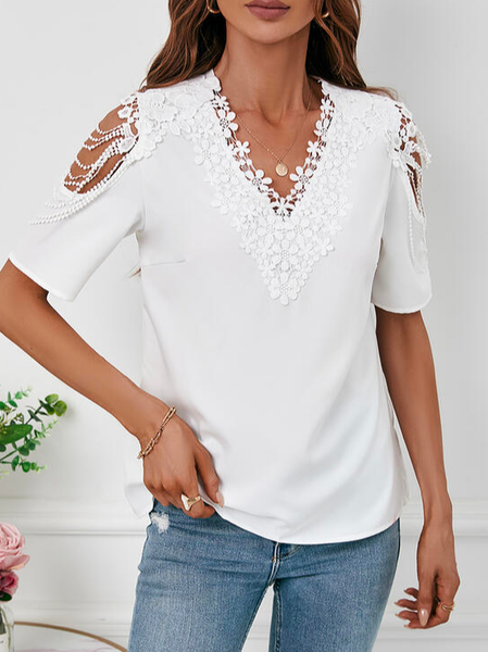 

Urban Loose Plain Lace T-Shirt, White, T-Shirts