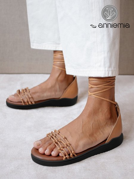 

Women's Knot Front Ankle Strap Sandals, Brown, Sandals