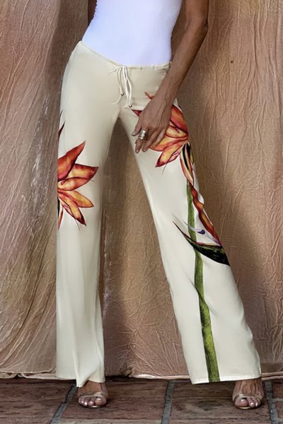 

Daily Elegant Satin Regular Fit Fashion Pants, Yellow, Pants