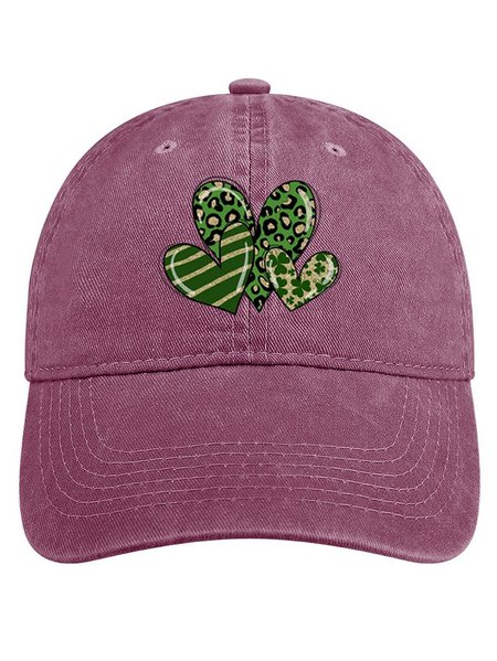 

Women's Saint Patrick's Day Heart Adjustable Denim Hat, Red, Hats