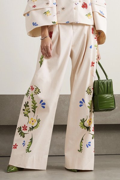 

Daily Floral Regular Fit Elegant Fashion Pants, Off white, Pants