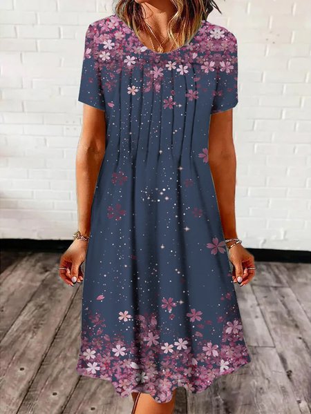 

Floral Casual Knitted Dress, Dark blue, Dresses