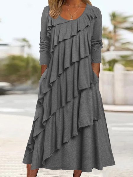 

Loose Crew Neck Casual Dress, Gray, Dresses