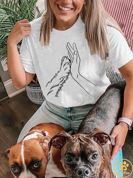 

Lilicloth X Funnpaw Women's Lover Dog Hand T-Shirt, White, T-shirts