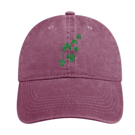

Happy St. Patrick's Day Shamrock Adjustable Denim Hat, Wine red, Men's Accessories