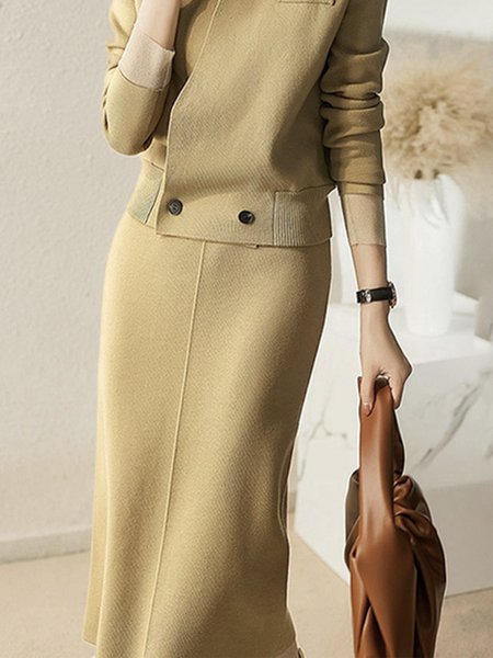 

Regular Fit Urban Plain Midi Skirt, Khaki, Skirts