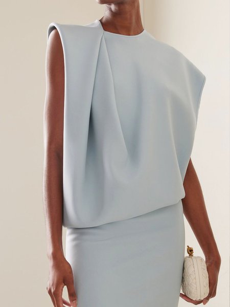 

Urban Crew Neck Ruched Loose Shirt, Light blue, Blouses and Shirts