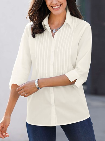 

Linen Loose Casual Shirt Collar Blouse, White, Blouses & Shirts