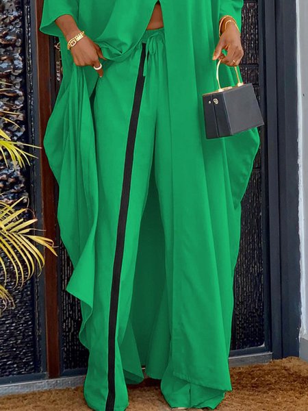 

Urban Color Block Loose Fashion Straight Pants, Green, Pants