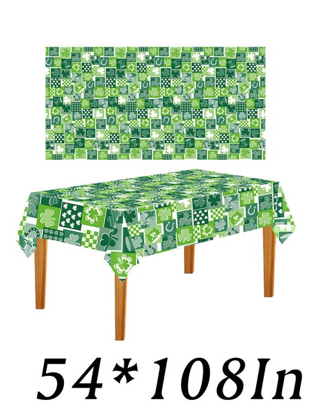

St. Patrick's Day Green Shamrock Tablecloth, Color6, Tablecloth