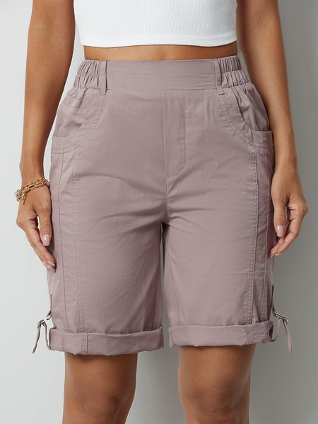 

Solid Casual Sun Cargo Shorts, Purple red, Shorts
