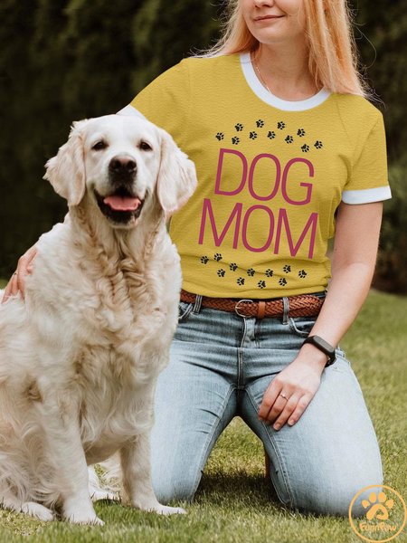 Lilicloth X Funnpaw X Kat8lyst Dog Mom Women's T-Shirt, Yellow, T-shirts