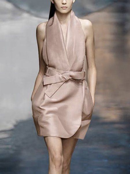 

Regular Fit Plain Elegant Sleeveless Vest, Nudepink, Vests and Gilets