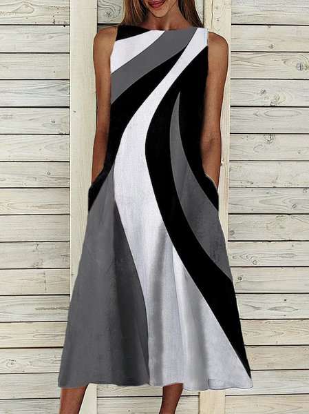 

Casual Loose Color Block Dress, Multicolor, Dresses