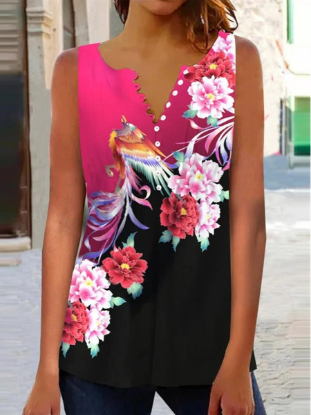 

Floral Vacation Tank Top, Red, Tanks & Camis