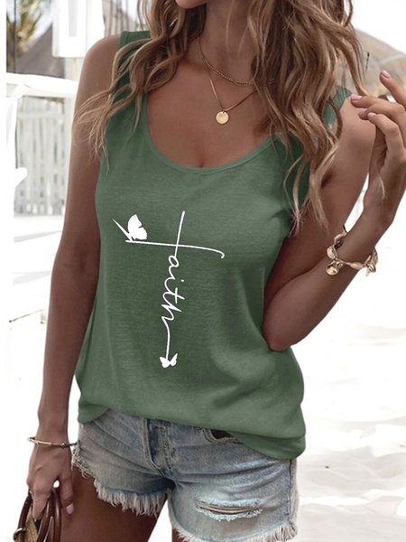 

Casual Crew Neck Loose Plain Tank Top, Green, Tanks & Camis