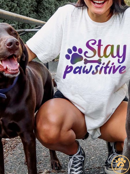 

Lilicloth X Funnpaw Women's Stay Pawstitive T-Shirt, White, T-shirts