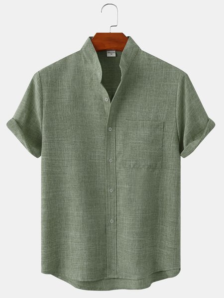 

Big Size Chest Pocket Short Sleeve Shirt, Green, Men Shirts