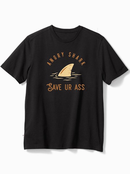 

Cotton Ocean Round Neck T-shirt, Black, Men's t-shirts