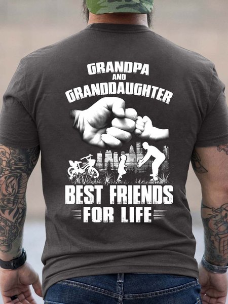 

Men’s Grandpa And Granddaughter Best Friends For Life Casual Cotton Crew Neck T-Shirt, Deep gray, T-shirts