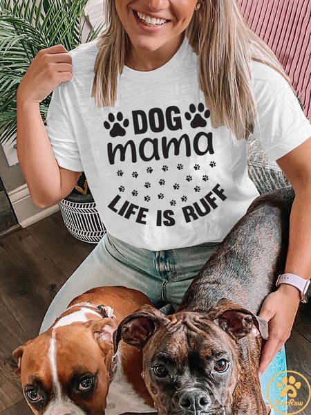 

Lilicloth X Funnpaw X Jessanjony Dog Mom Life Is Ruff Women's T-Shirt, White, T-shirts