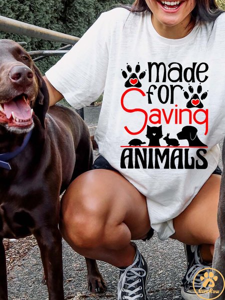 

Lilicloth X Funnpaw Women's Made For Saving Animals T-Shirt, White, T-shirts