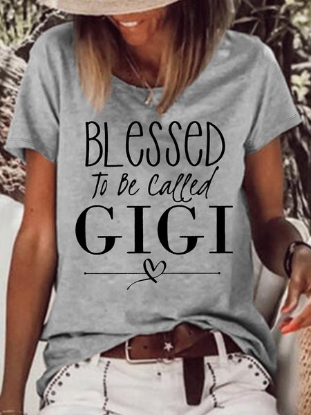 

Women's Blessed To Be Called Gigi Crew Neck Casual T-Shirt, Gray, T-shirts