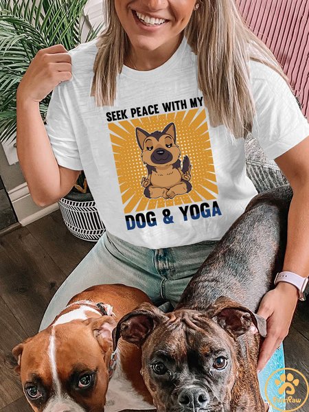 

Lilicloth X Funnpaw X Jessanjony Seek Peace With My Dog And Yoga Women's T-Shirt, White, T-shirts