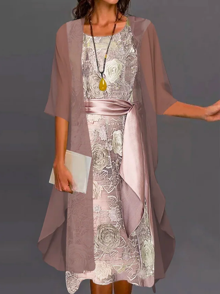 

Loose Boho Crew Neck Floral Two-Piece Set, Pink, Formal Dresses