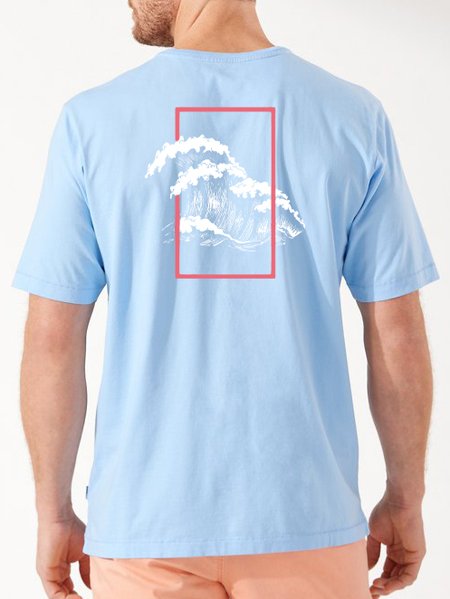 

Cotton Coconut Tree Round Neck T-shirt, Blue, Men's t-shirts