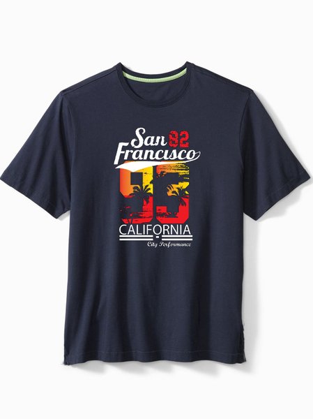 

Cotton Coconut Tree Round Neck T-shirt, Deep blue, Men's t-shirts