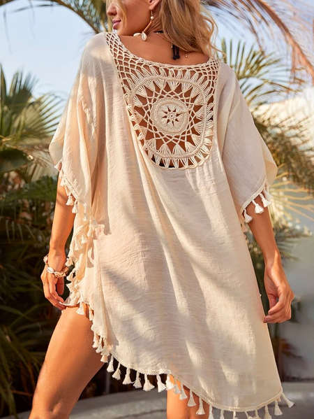 

Boho Plain Crew Neck Loose Dress, Apricot, Dresses