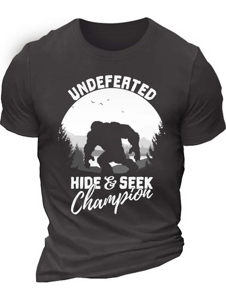 

Men’s Undefeated Hide & Seek Champion Casual Cotton Crew Neck Text Letters T-Shirt, Deep gray, T-shirts