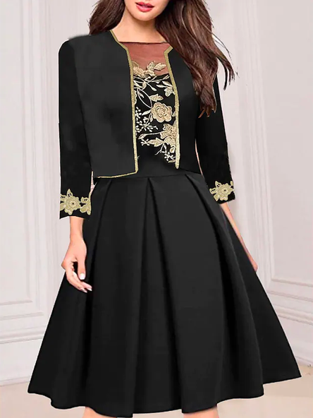 

Lace Crew Neck Loose Urban Two-Piece Set, Black, Formal Dresses