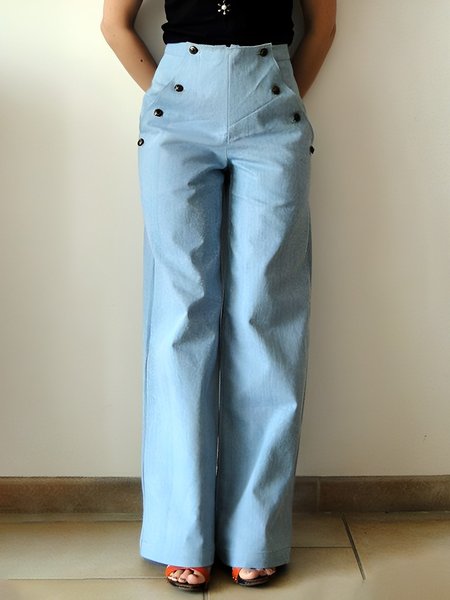 

Denim Regular Fit Casual Wide leg Jeans, Blue, DENIM