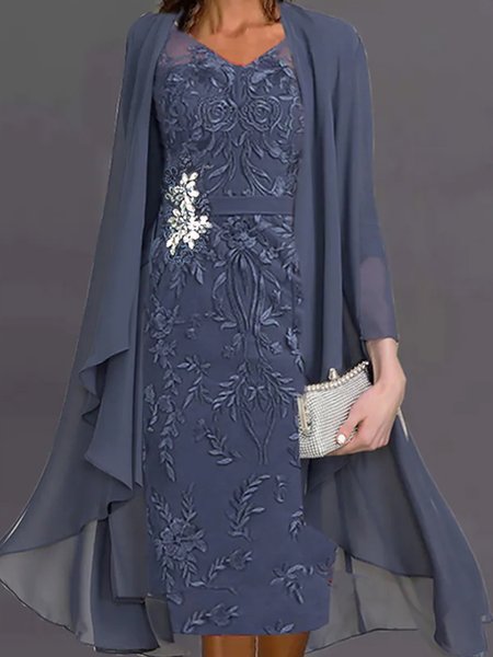 

Lace V Neck Urban Two-Piece Set, Blue, Formal Dresses