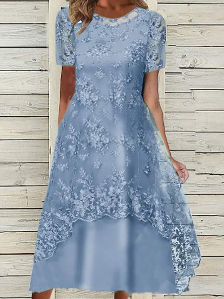 

Elegant Lace Lace Plain Dress, Light blue, Formal Dresses