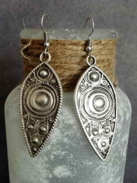 

Ethnic Style Silver Distressed Earrings Everyday Vintage Jewelry, Earrings