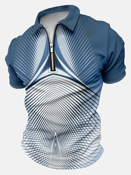 

Men’s Geometric Pattern Art Casual Abstract Polo Shirt, As picture, T-shirts
