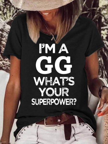 

Women‘s I'm a GG what's your superpower Funny Great grandma T-shirt, Black, T-shirts